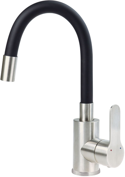 Washbasin tap, with bendable spout