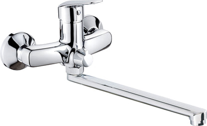 Washbasin tap, wall-mounted, with elongated spout - hose connection
