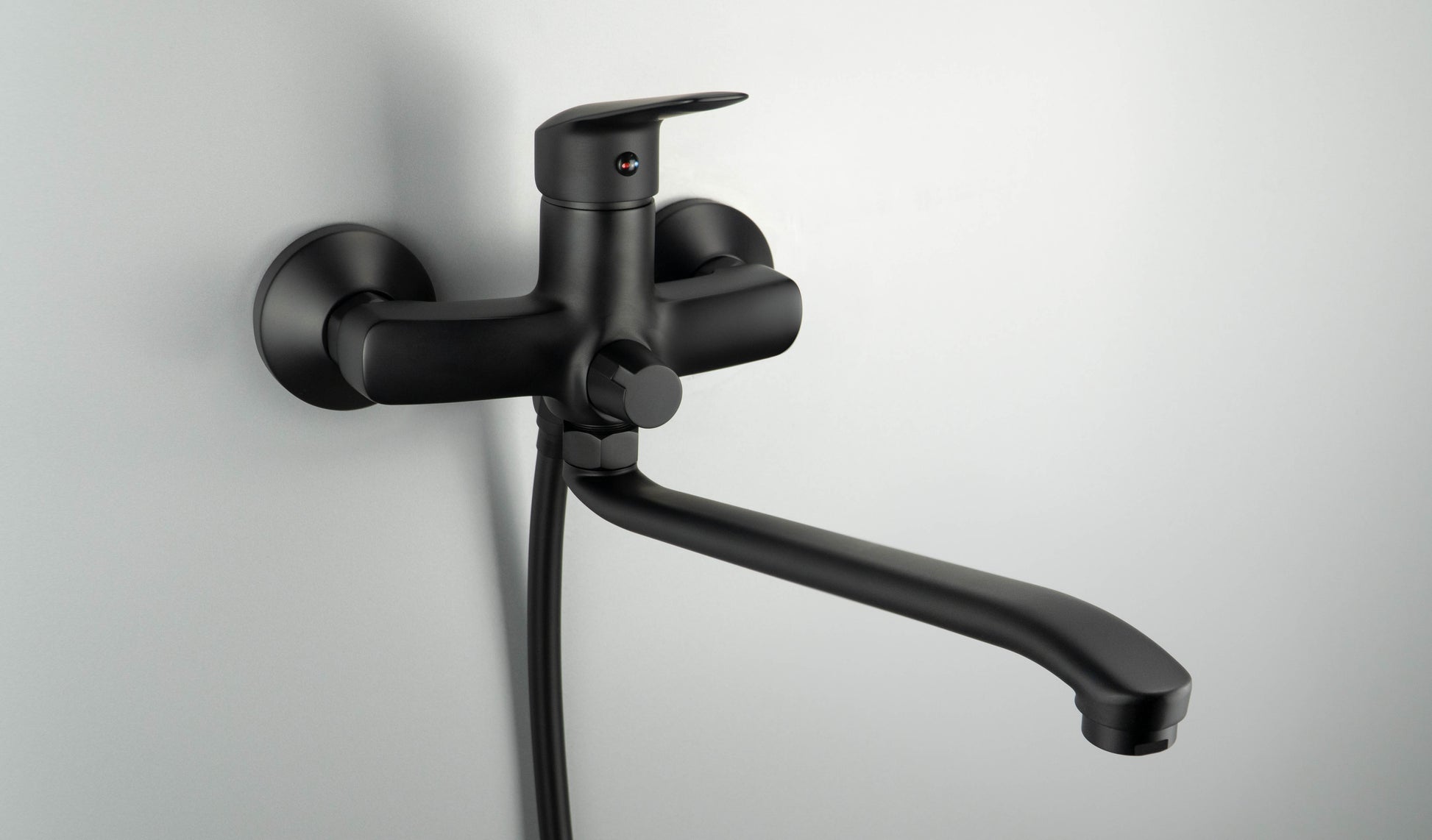 Washbasin tap, wall-mounted, with elongated spout - hose connection