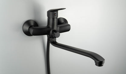Washbasin tap, wall-mounted, with elongated spout - hose connection