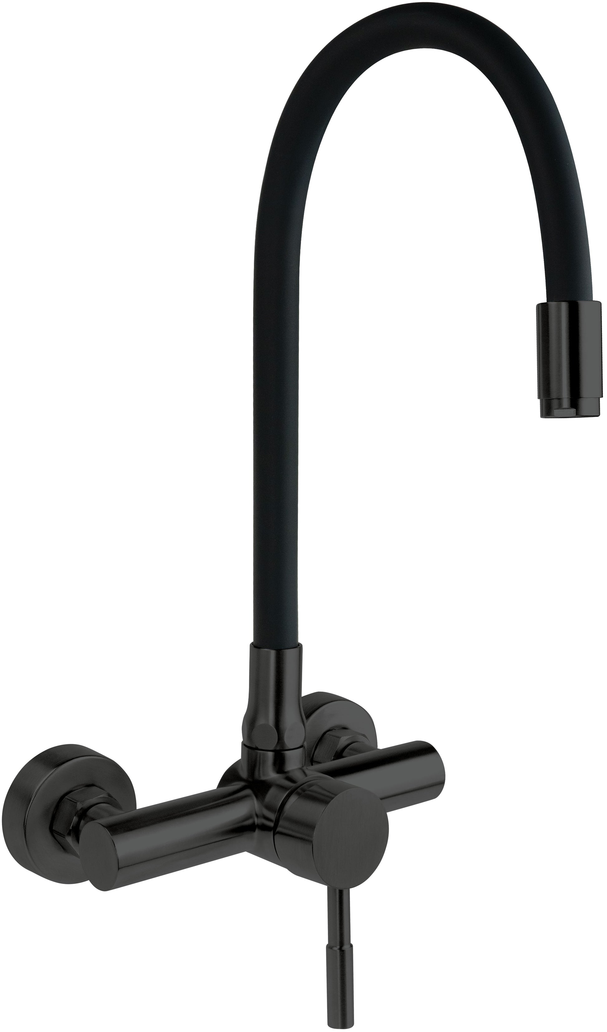 Kitchen tap, wall-mounted, with bendable spout