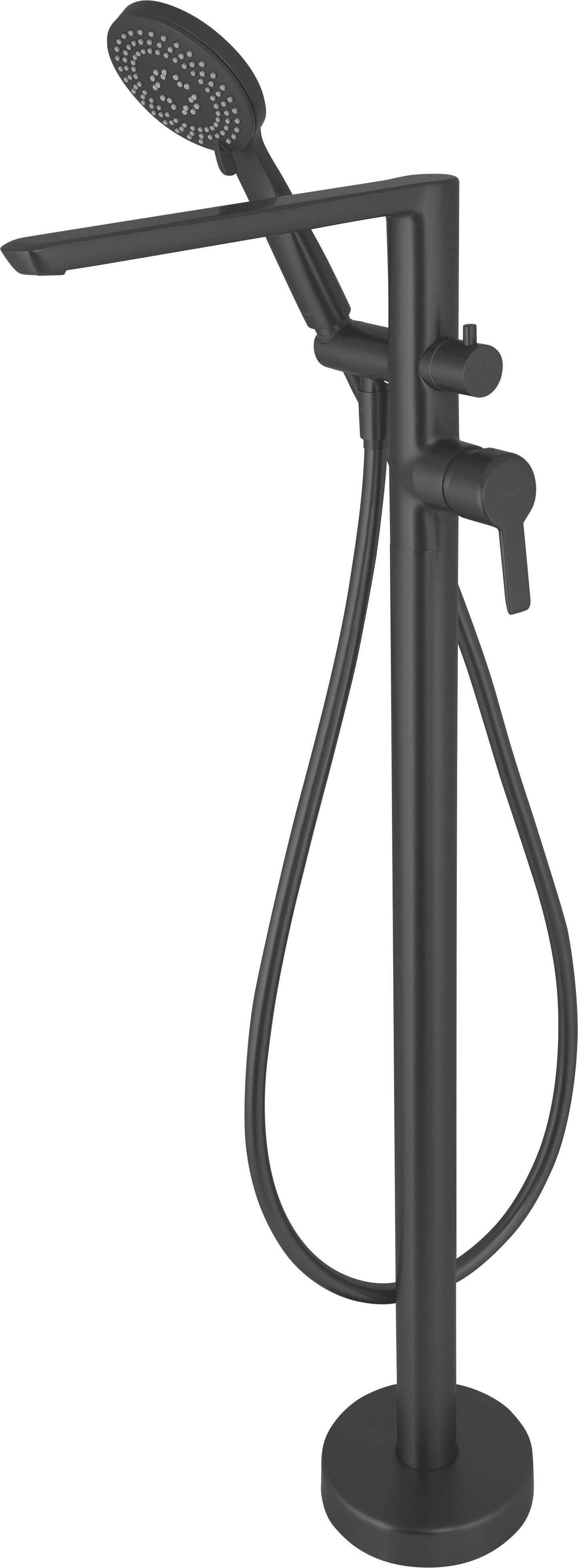 Bath mixer, freestanding, with shower set
