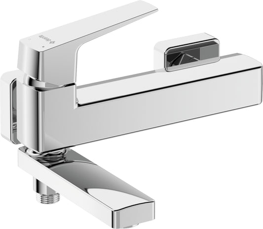 Bath mixer, wall-mounted - with foldable spout
