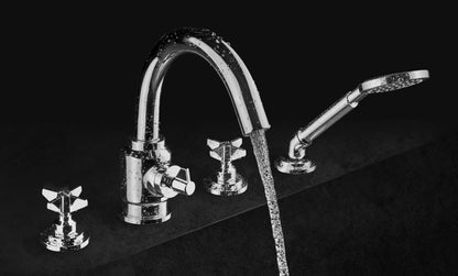 Bath mixer, 4-hole, with shower set
