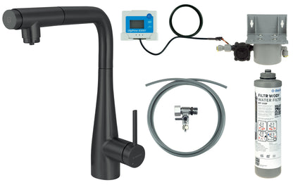 Kitchen tap, with water filtration kit, with pull-out spout