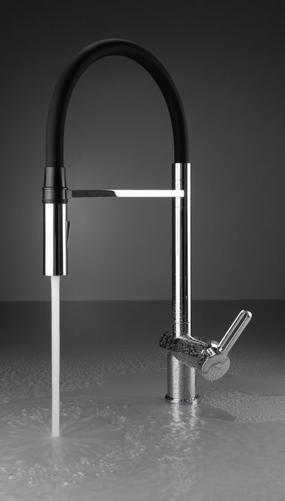 Kitchen tap, with elastic spout - 2 stream types