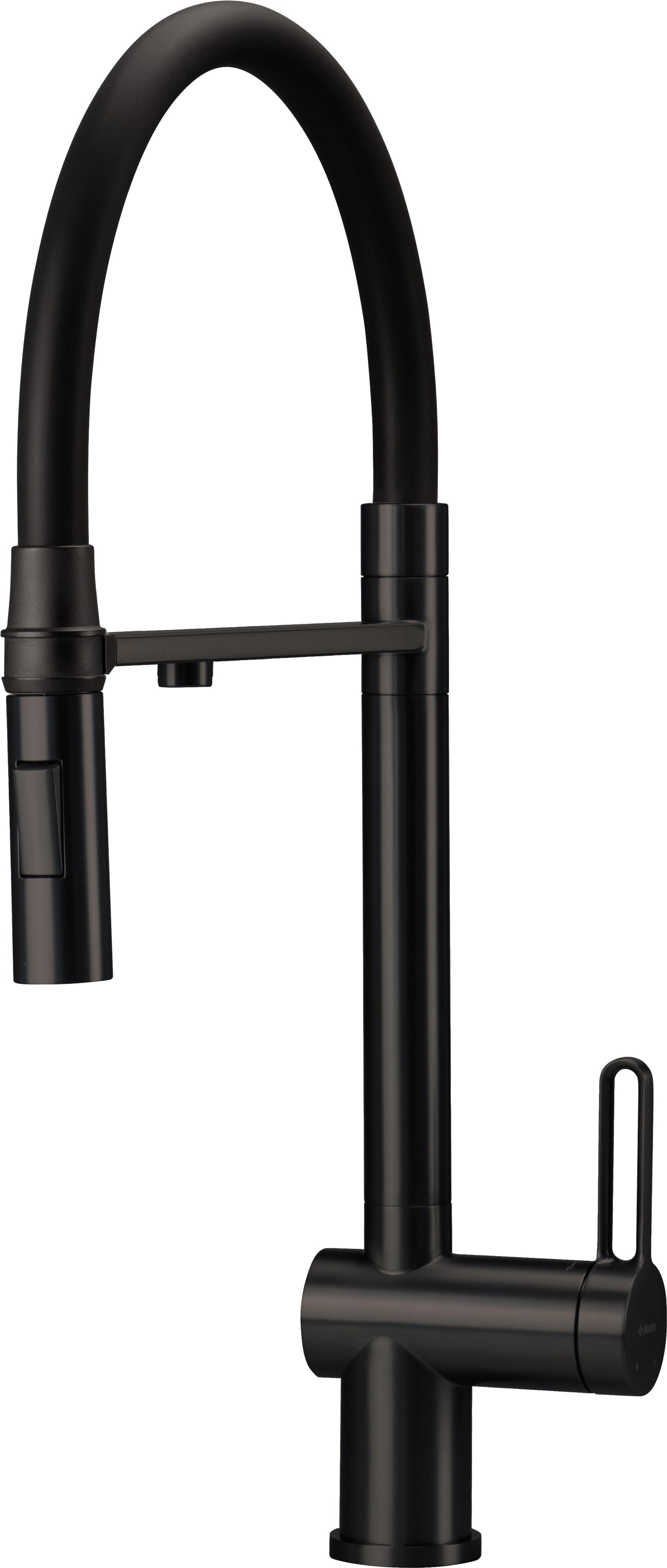 Kitchen tap, with water filter connection, with elastic spout