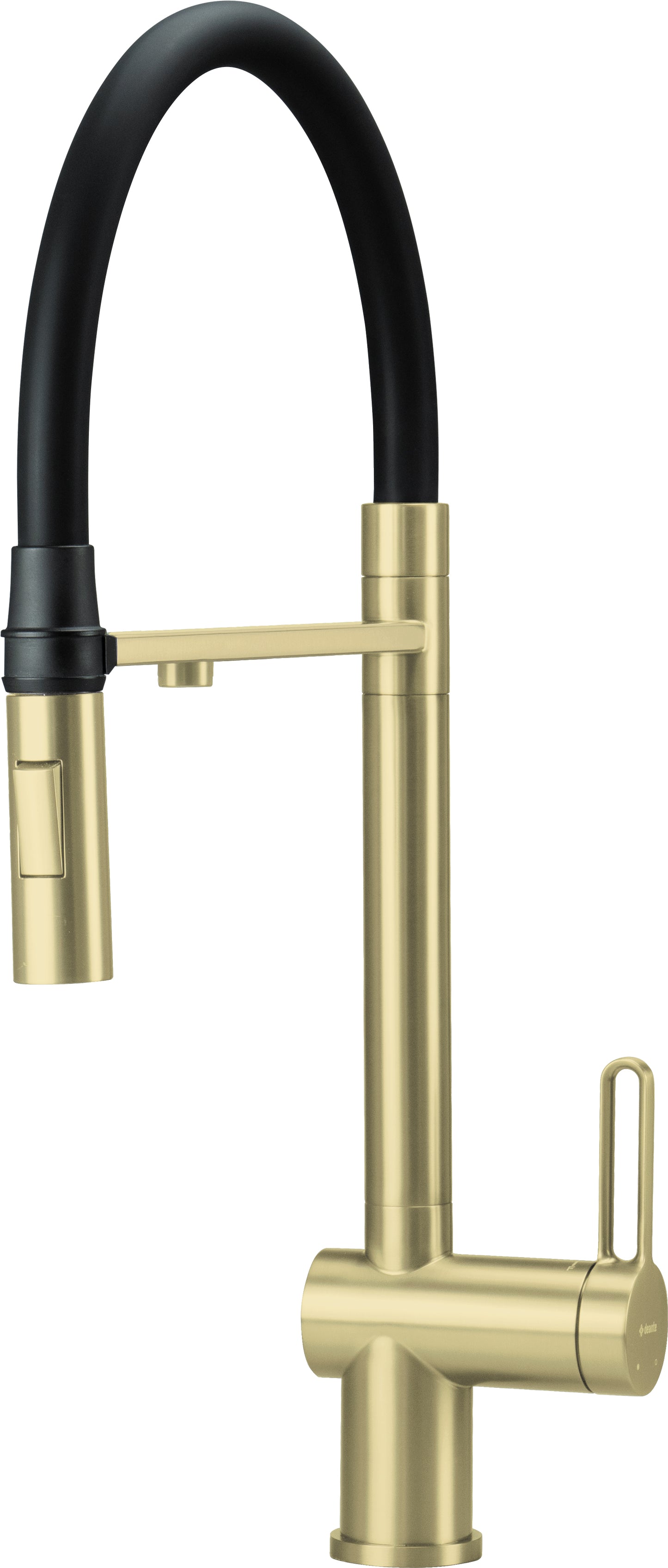 Kitchen tap, with water filter connection, with elastic spout