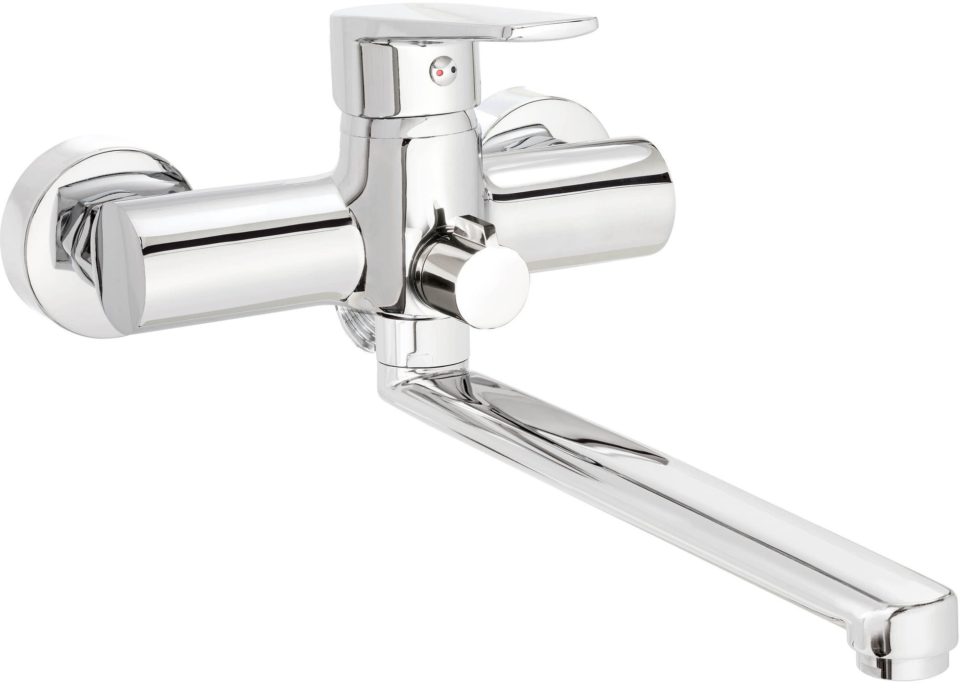 Washbasin tap, wall-mounted, with elongated spout - hose connection