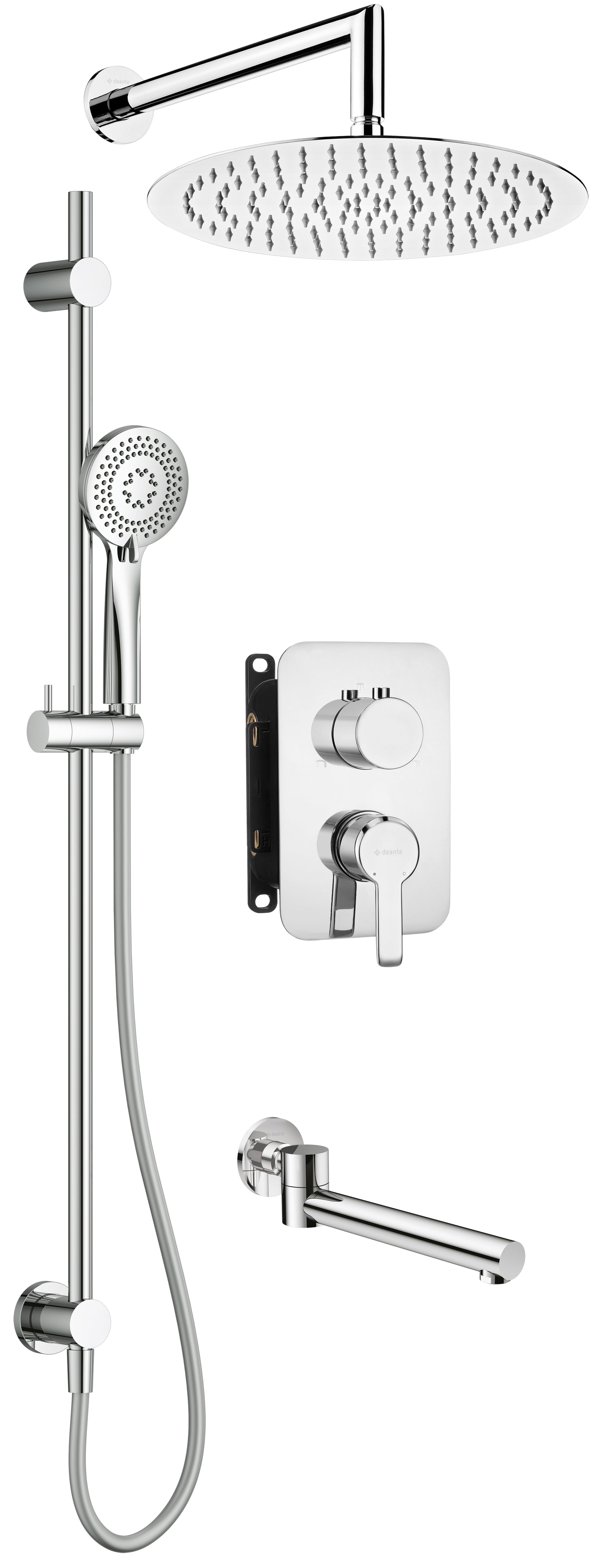 Concealed shower set, with mixer BOX