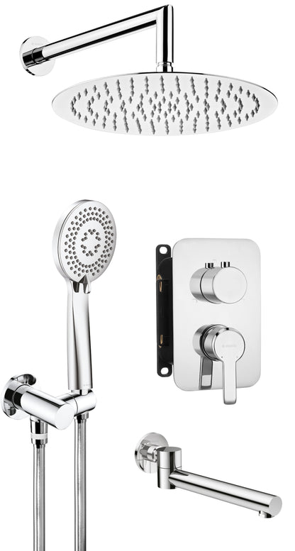 Concealed shower set, with bath spout