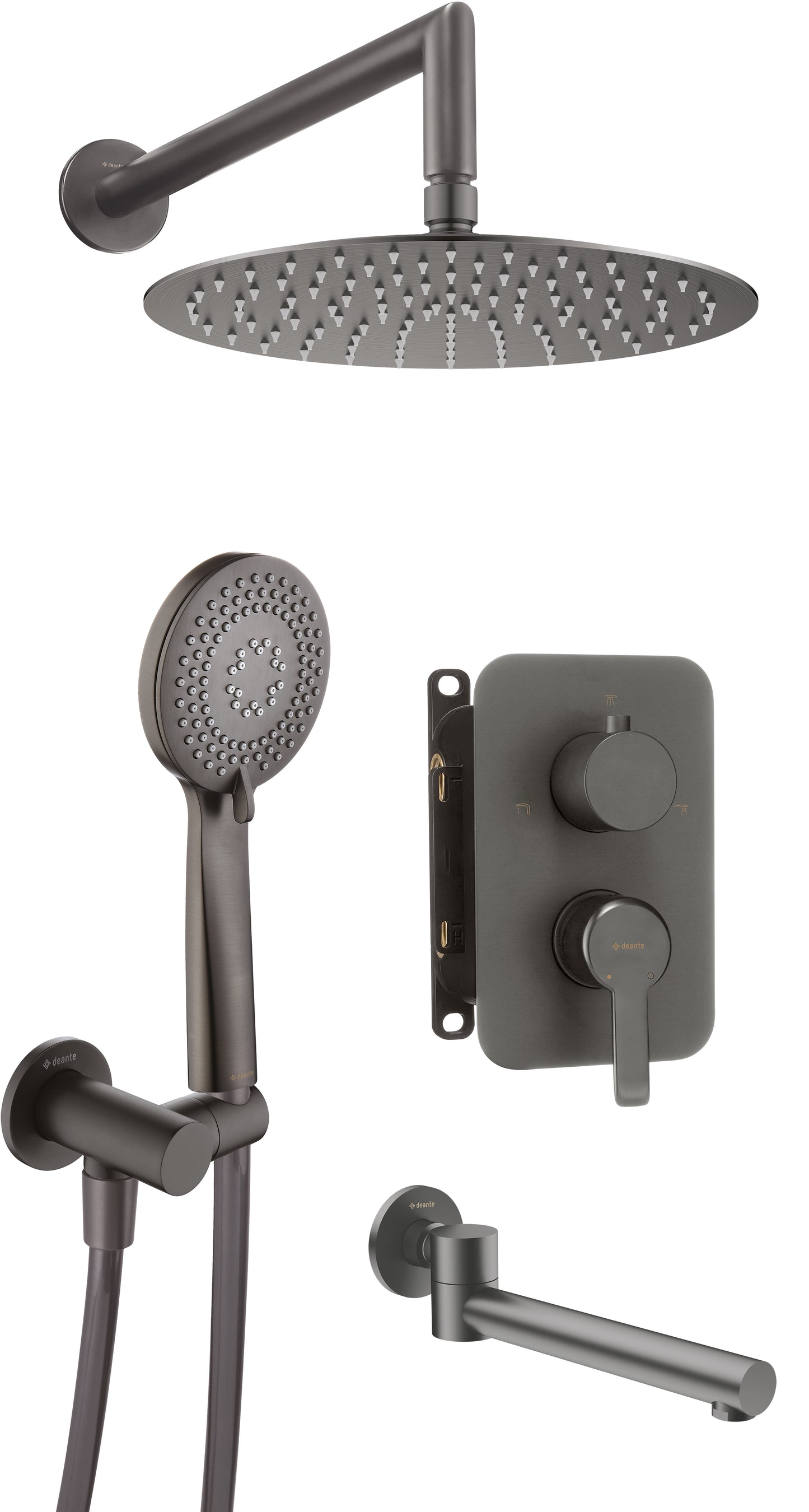 Concealed shower set, with bath spout