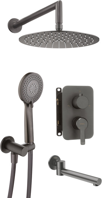 Concealed shower set, with bath spout