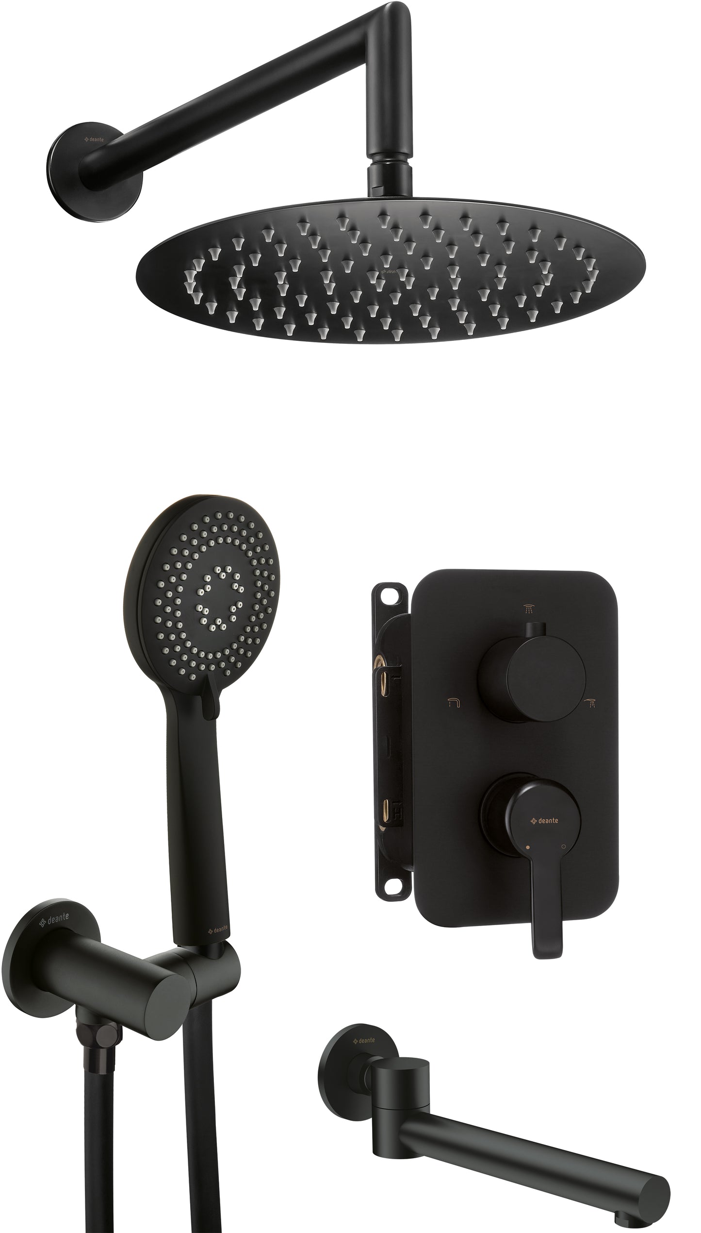 Concealed shower set, with bath spout