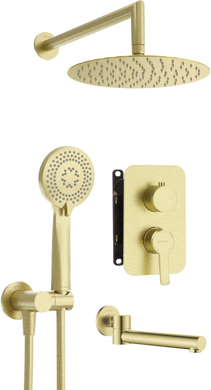 Concealed shower set, with bath spout