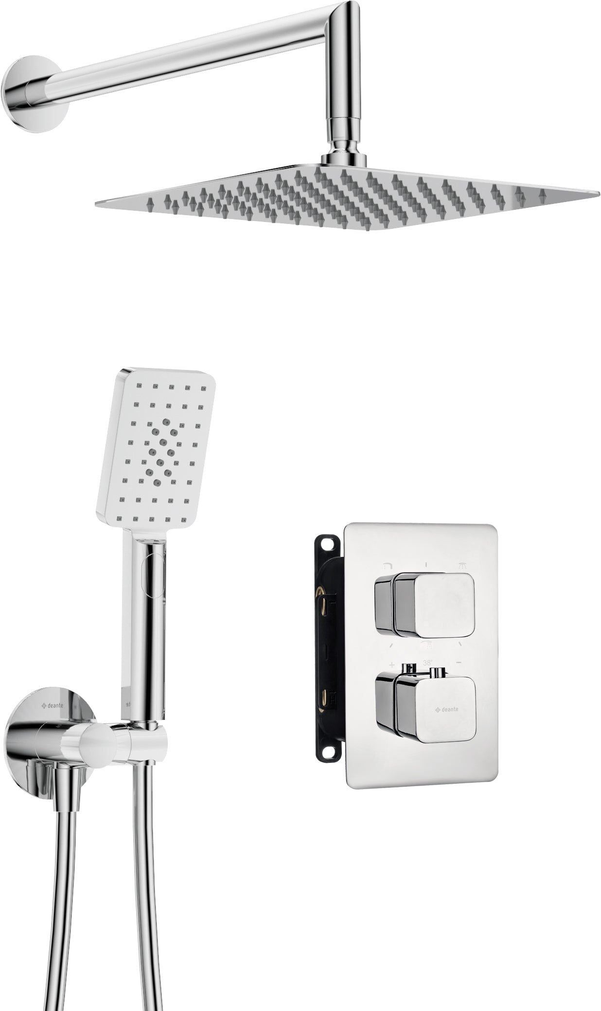 Concealed shower set, with thermostatic BOX