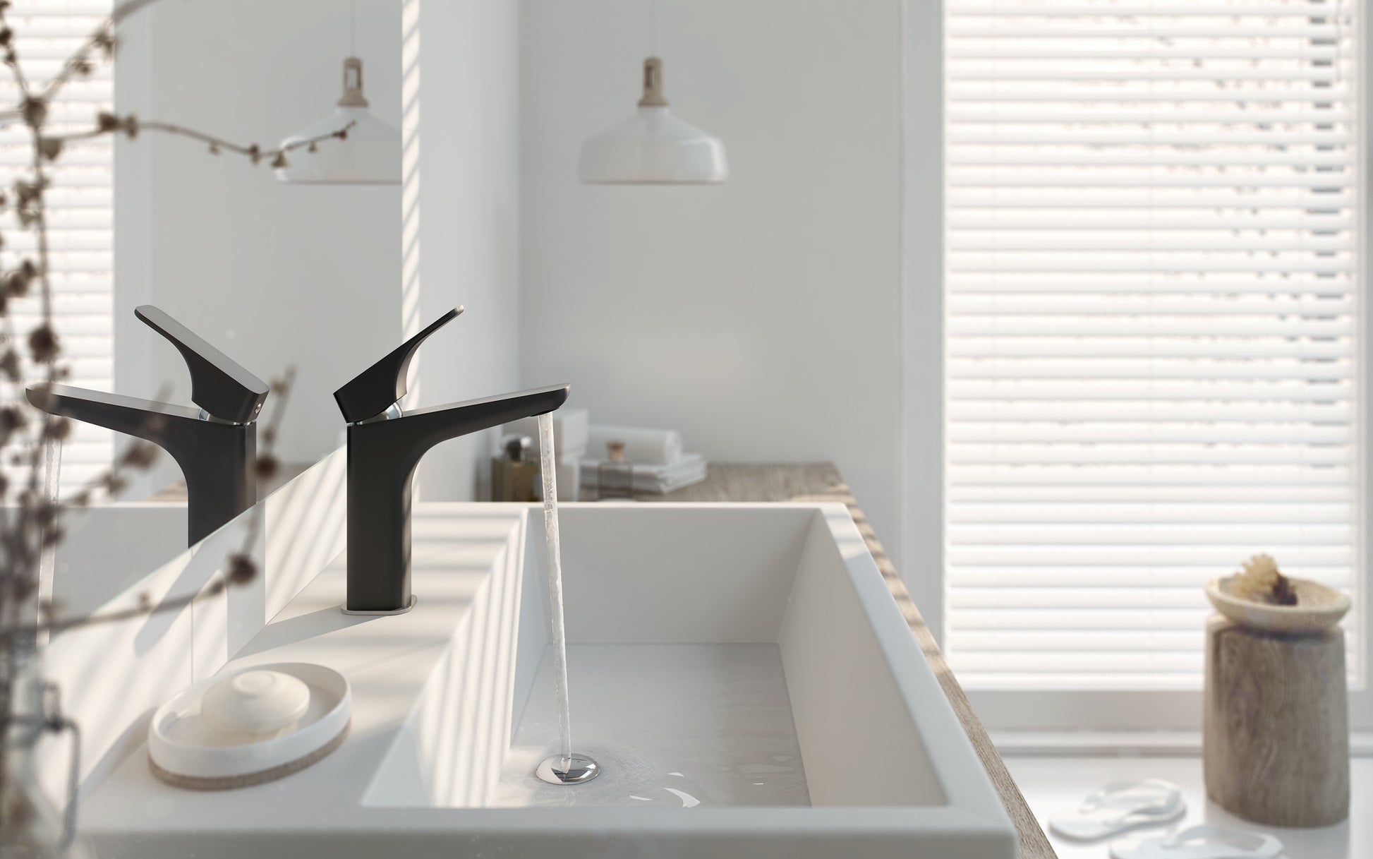 Ceramic washbasin, countertop/wall-mounted, with tap shelf - 50x50 cm