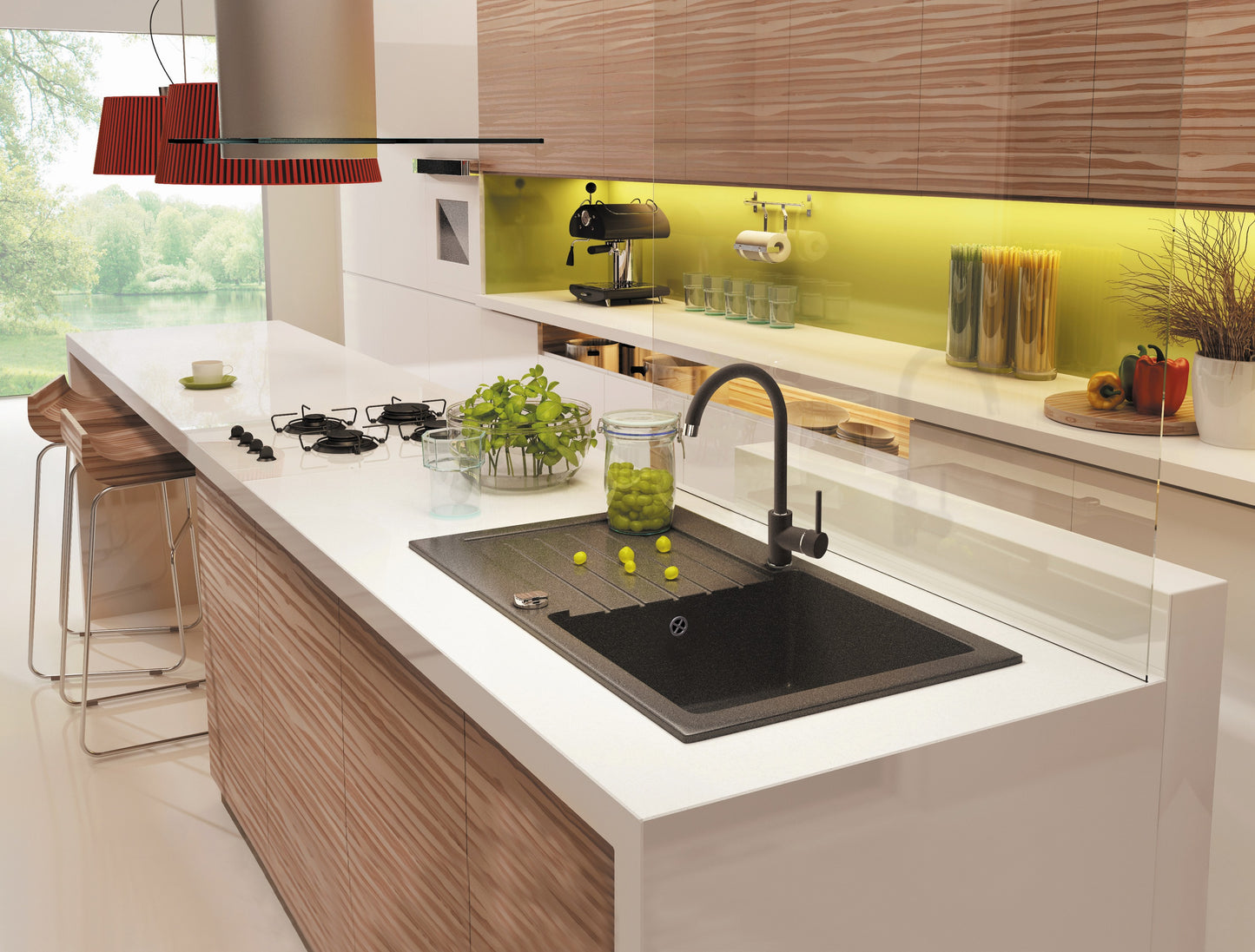 Granite sink, 1-bowl with drainer