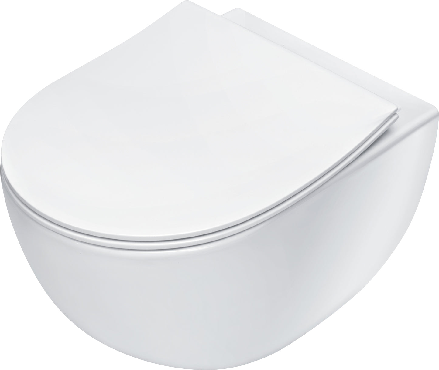 Toilet bowl, with seat, rimless