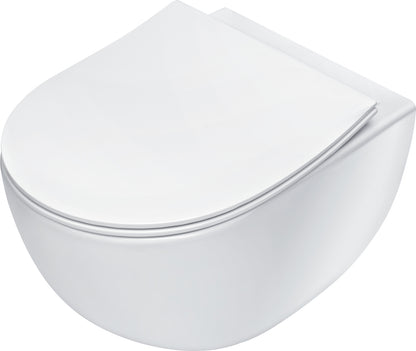 Toilet bowl, with seat, rimless