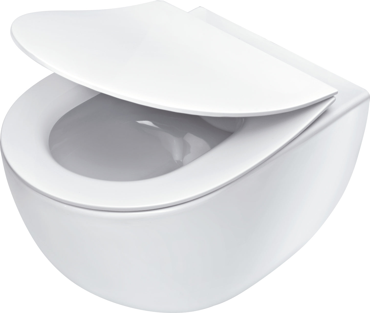 Toilet bowl, with seat, rimless