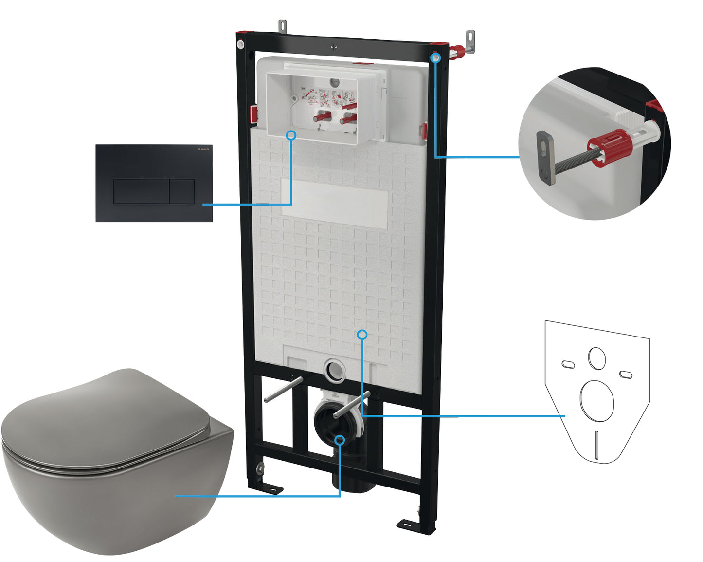 Toilet set, concealed, 6 in 1