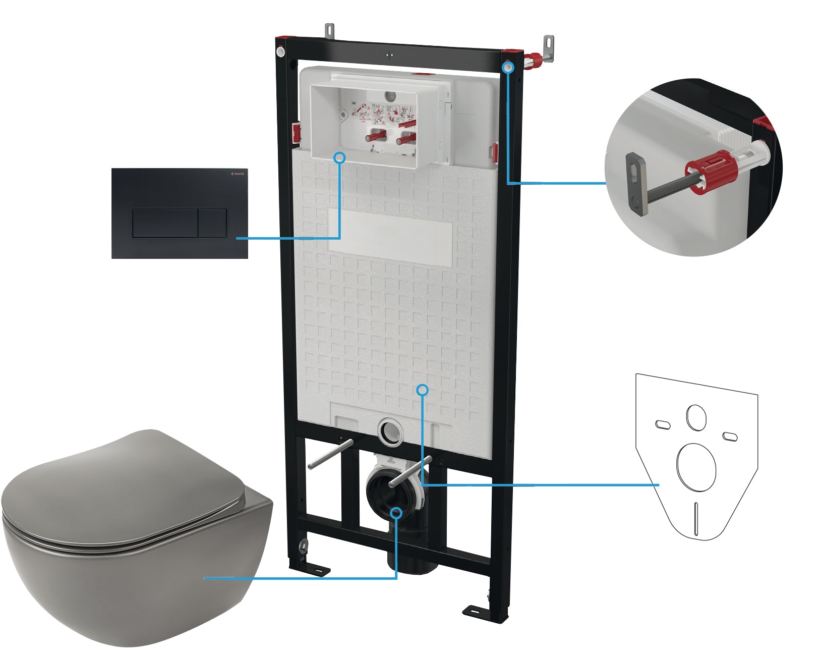 Toilet set, concealed, 6 in 1