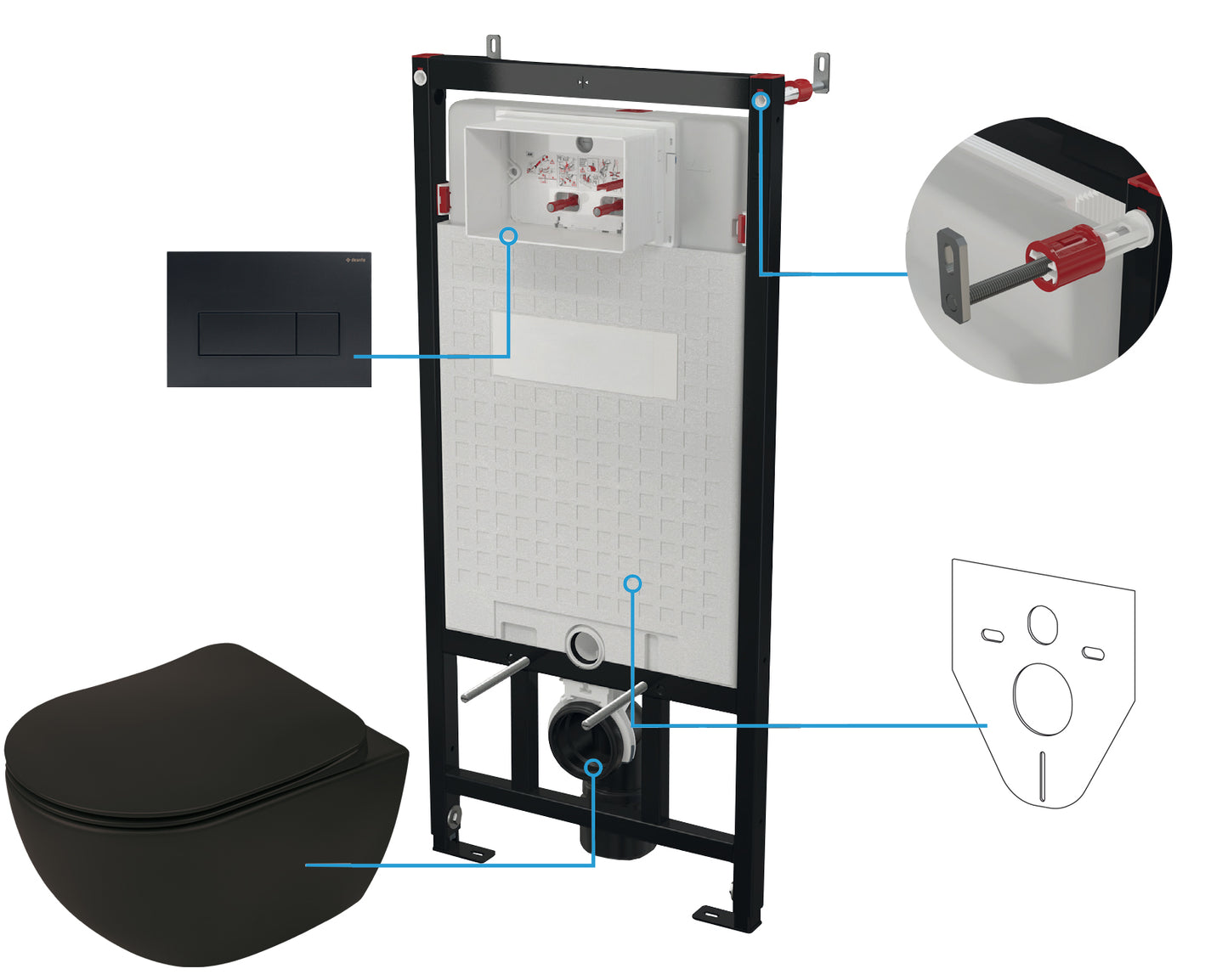 Toilet set, concealed, 6 in 1