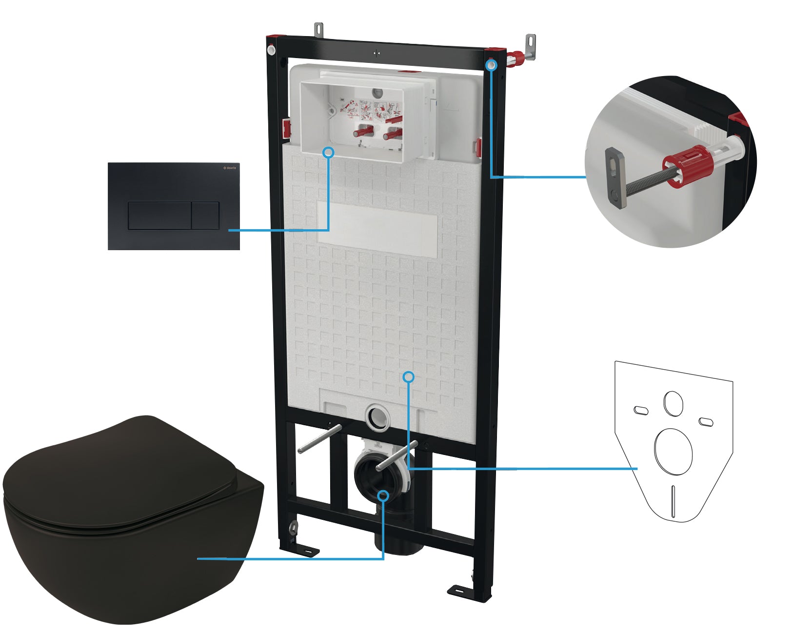 Toilet set, concealed, 6 in 1