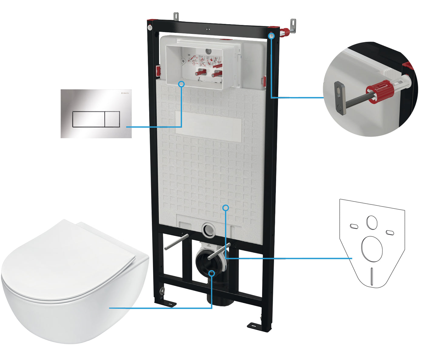 Toilet set, concealed, 6 in 1