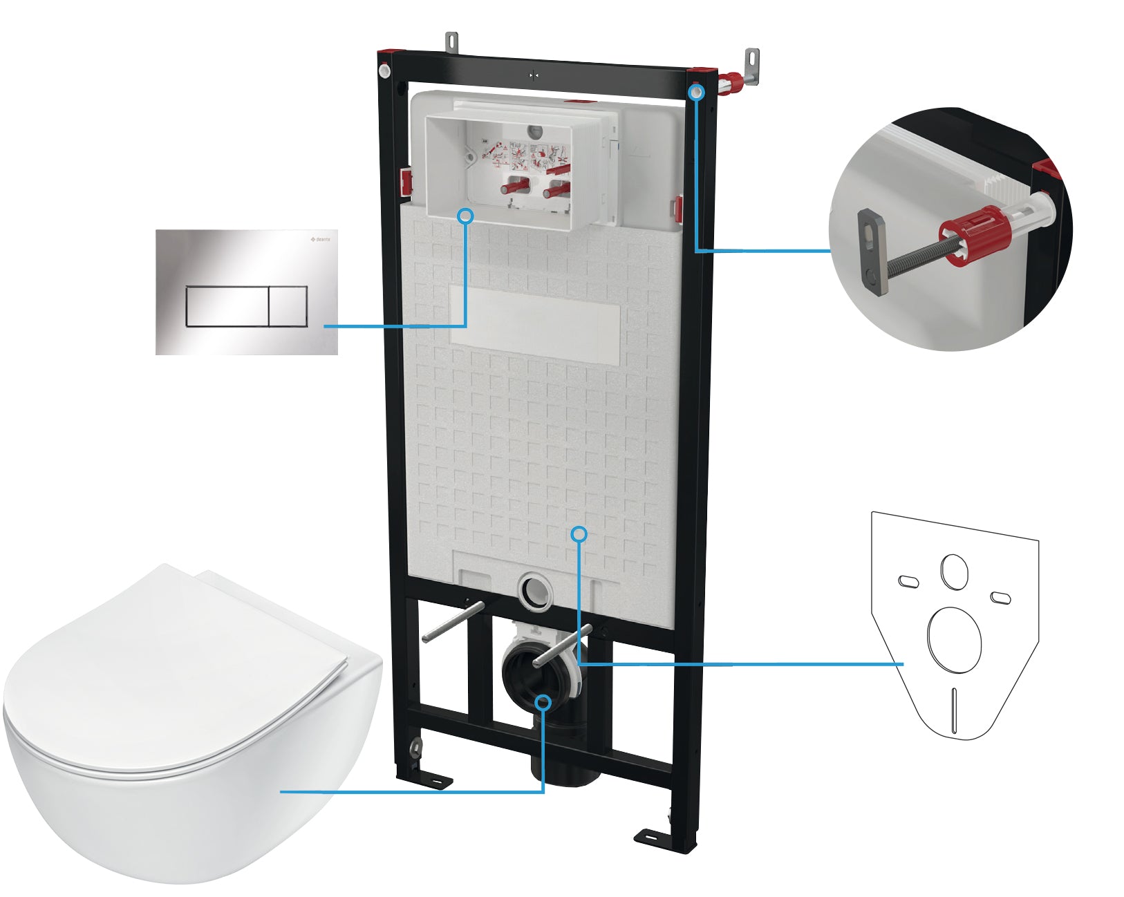 Toilet set, concealed, 6 in 1