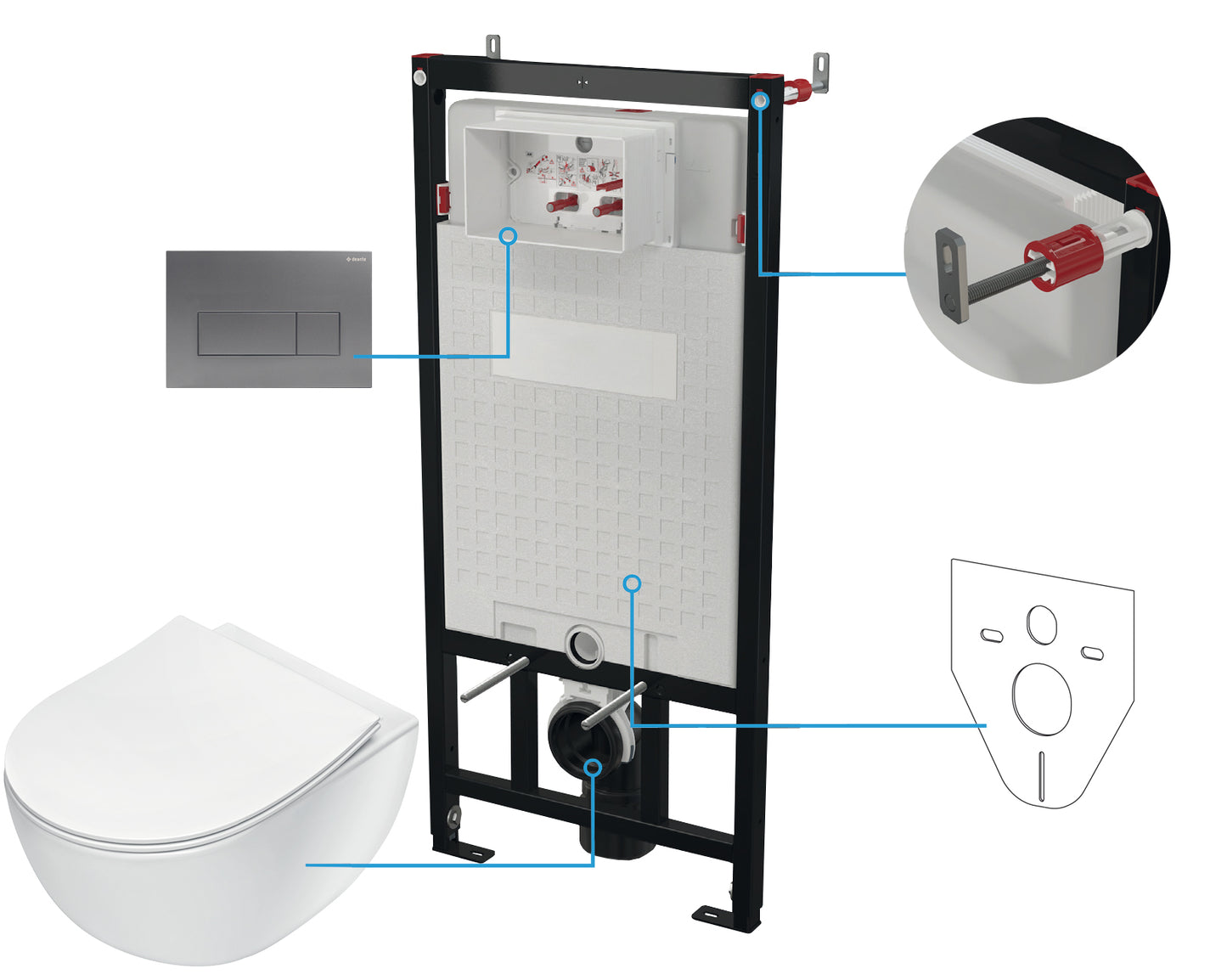 Toilet set, concealed, 6 in 1