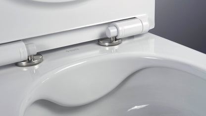 Toilet bowl, with seat, rimless