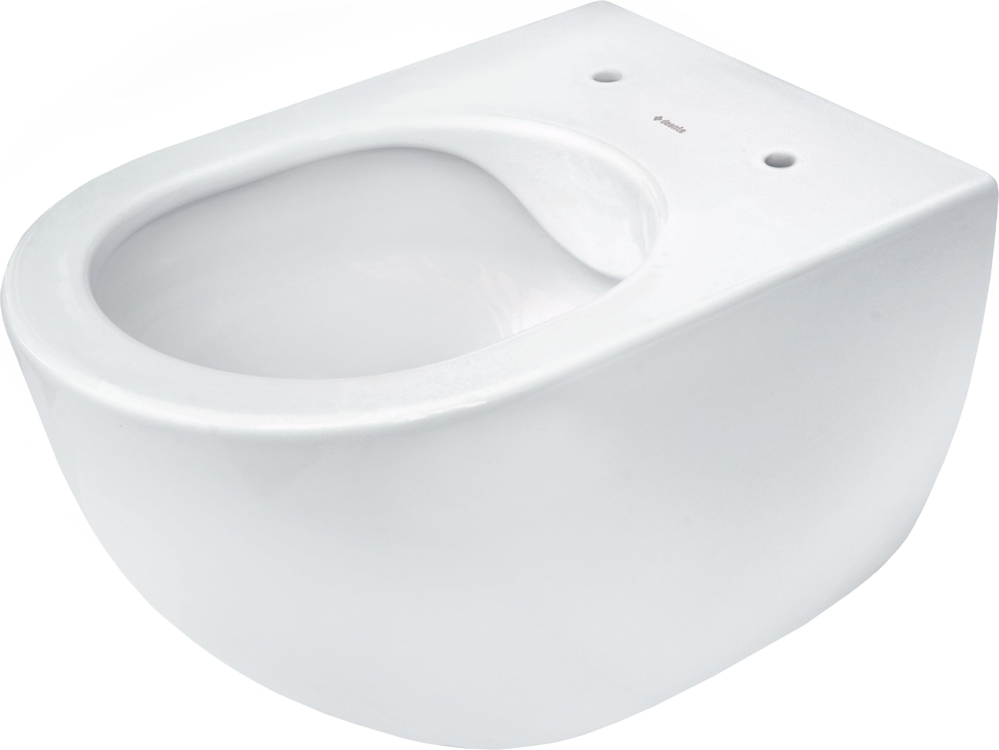 Toilet bowl, wall-mounted, rimless