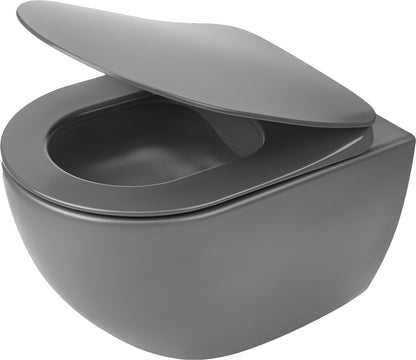 Toilet bowl, with seat, rimless