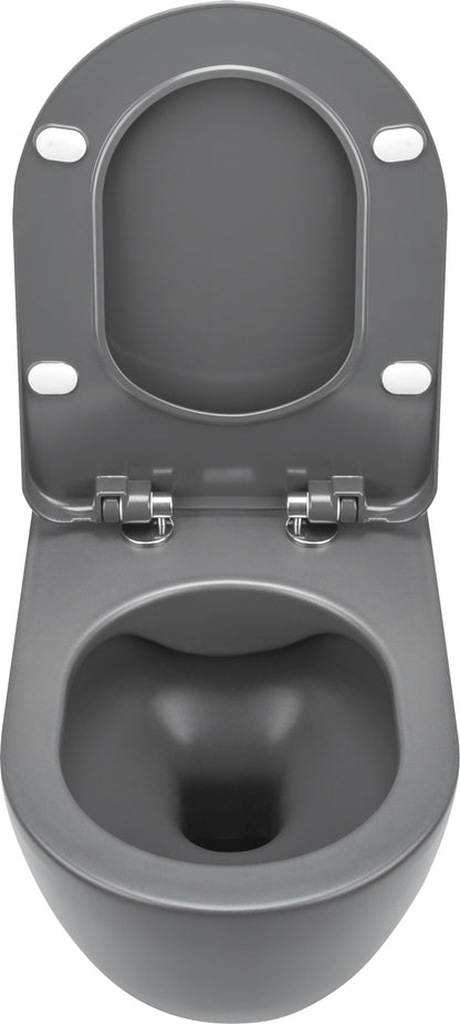 Toilet bowl, with seat, rimless