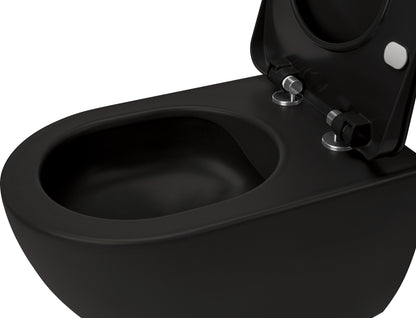 Toilet bowl, with seat, rimless