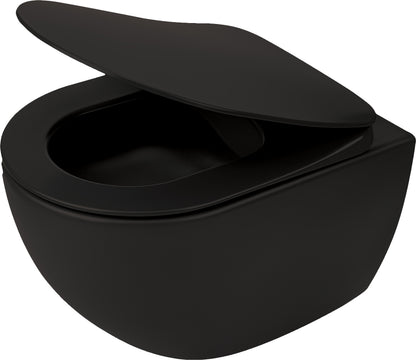 Toilet bowl, with seat, rimless