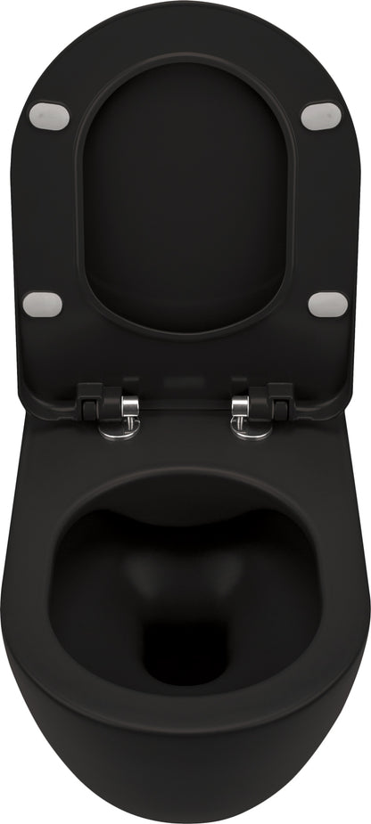 Toilet bowl, with seat, rimless