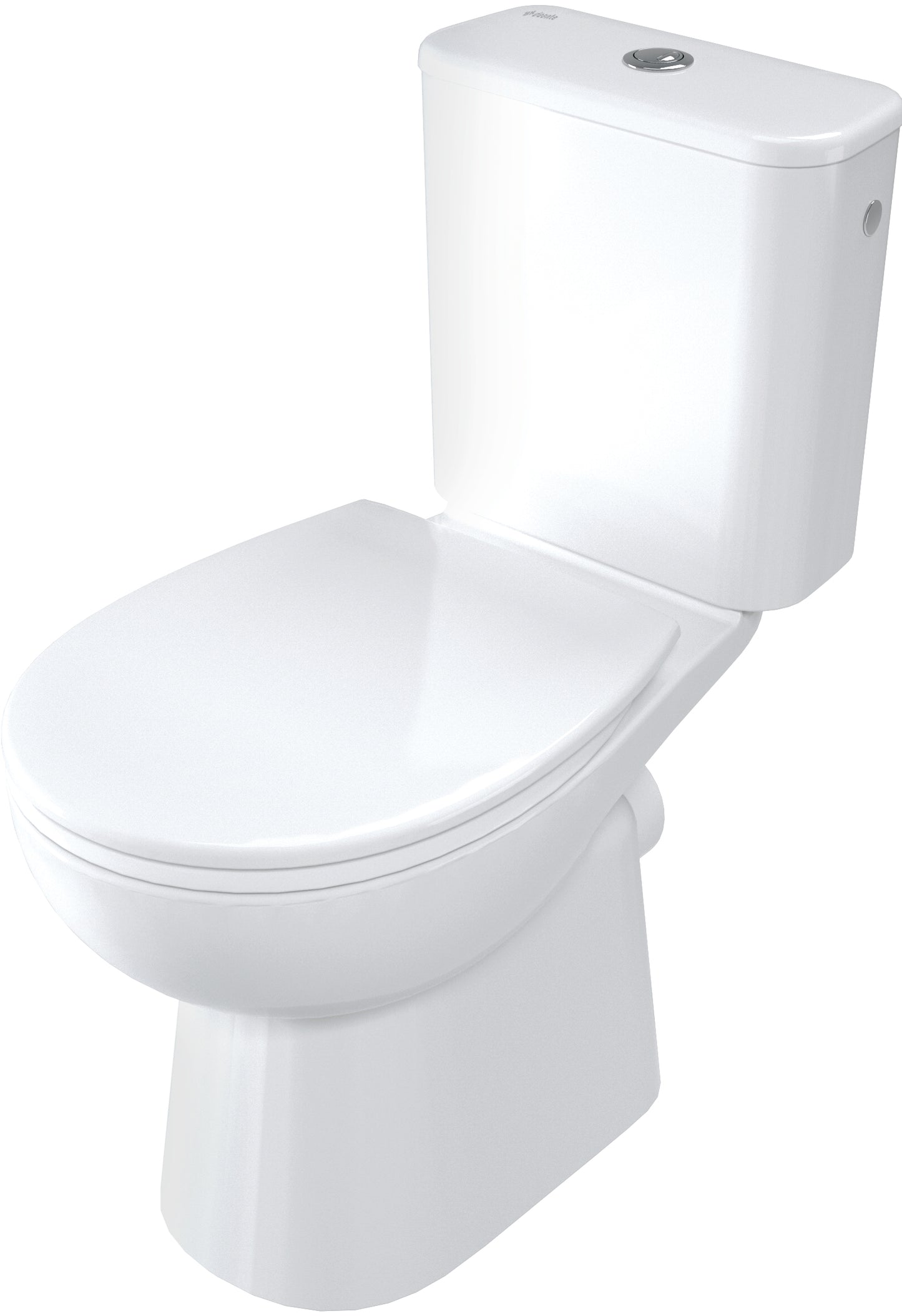 Toilet bowl, close-coupled, rimless