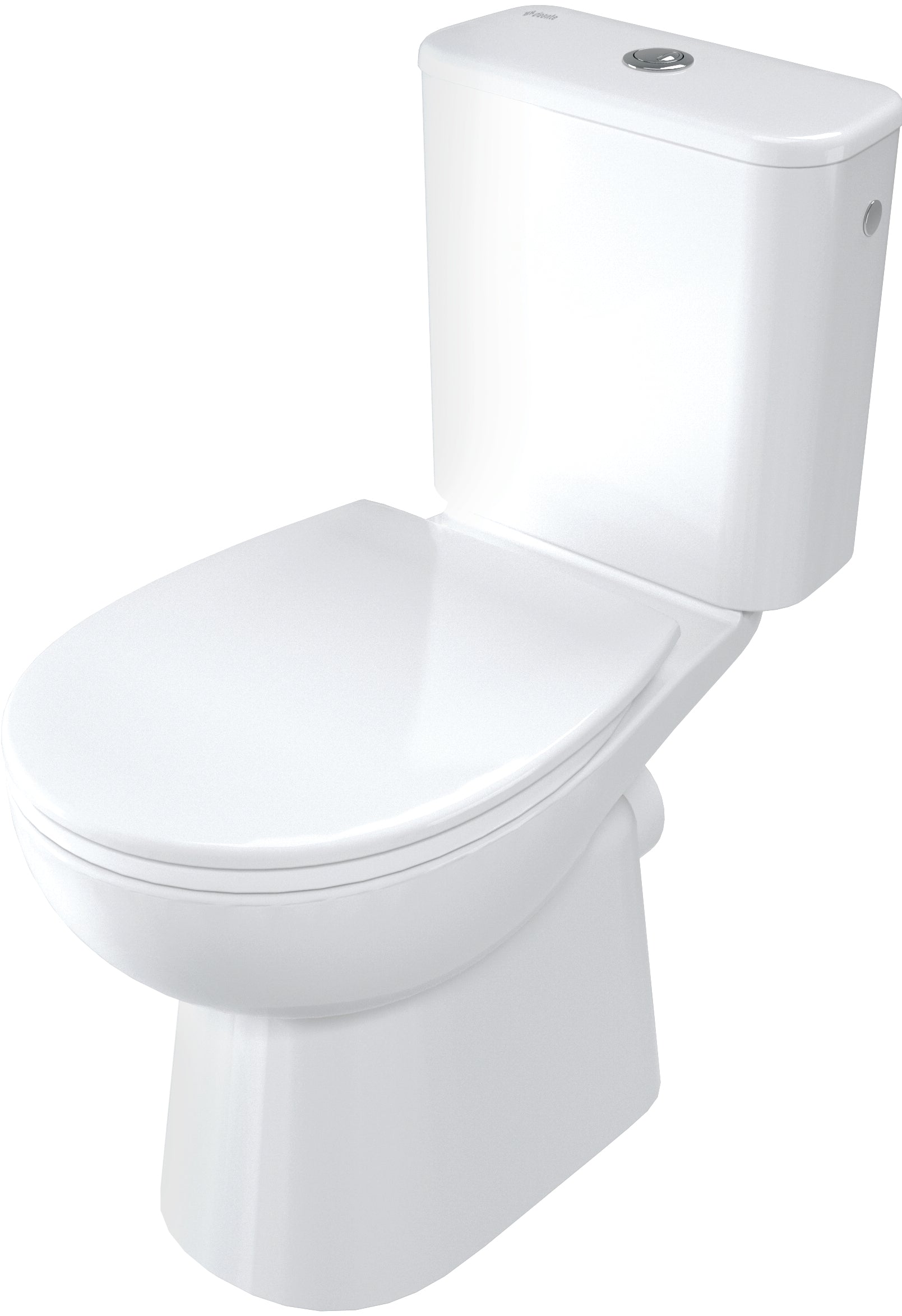 Toilet bowl, close-coupled, rimless