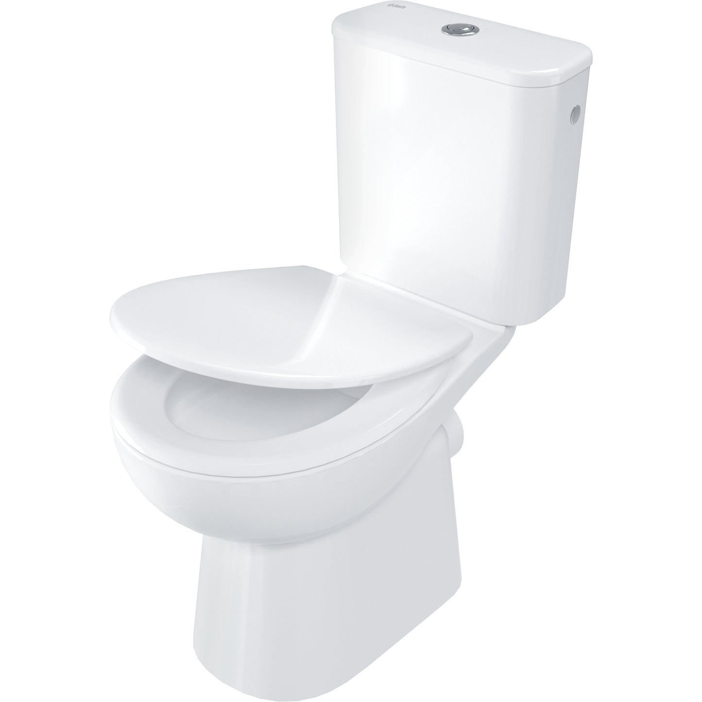 Toilet bowl, close-coupled, rimless