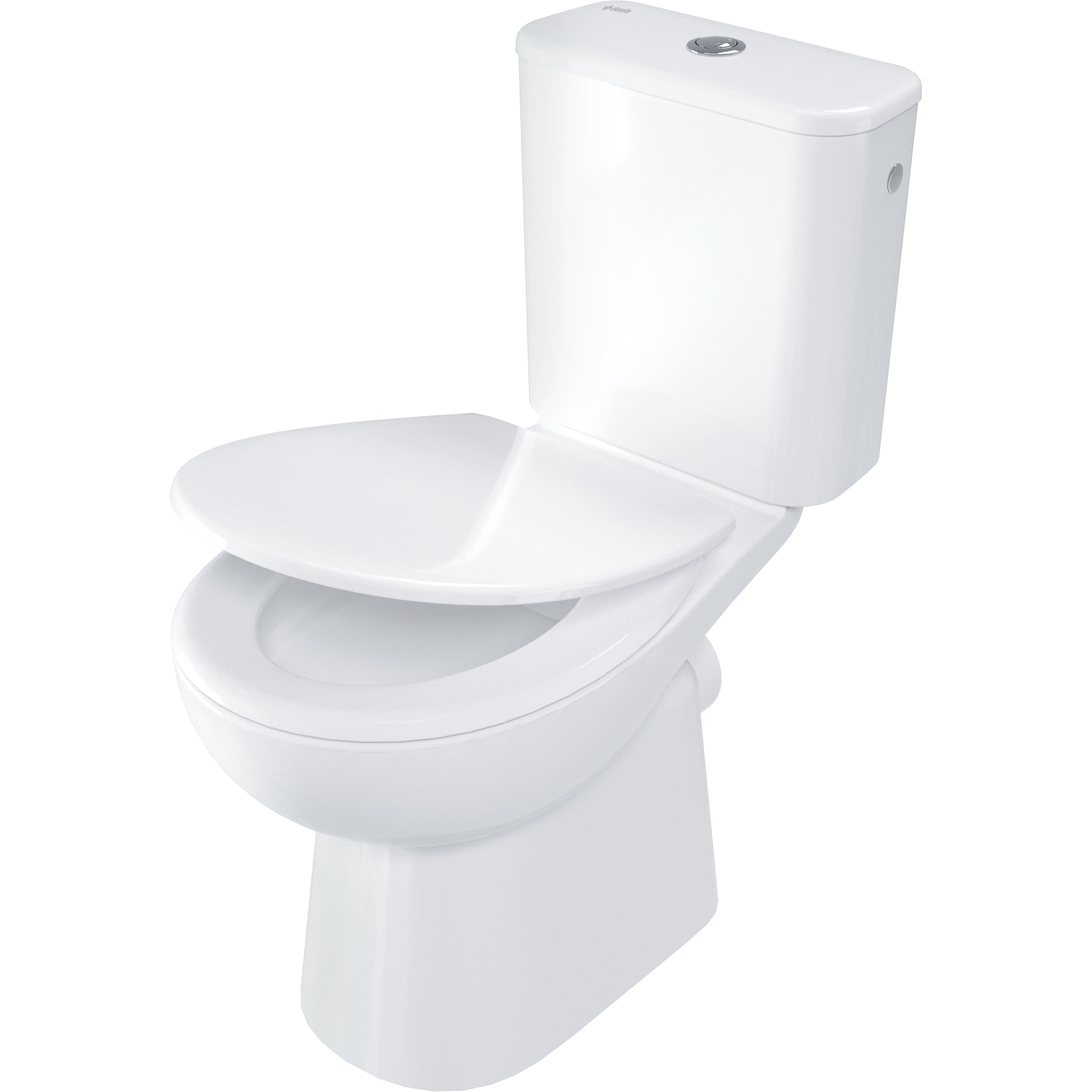 Toilet bowl, close-coupled, rimless