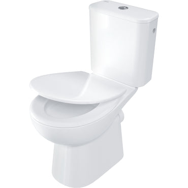 Toilet bowl, close-coupled, rimless