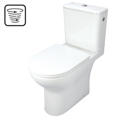 Toilet bowl, close-coupled, rimless