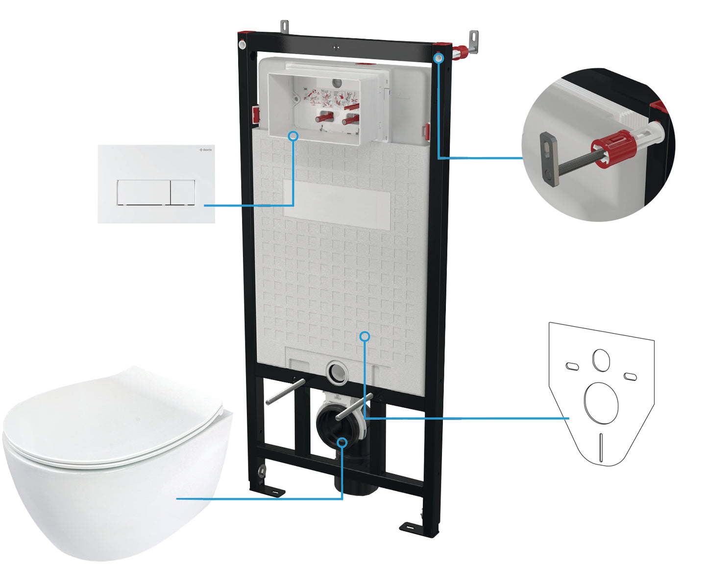 Toilet set, concealed, 6 in 1