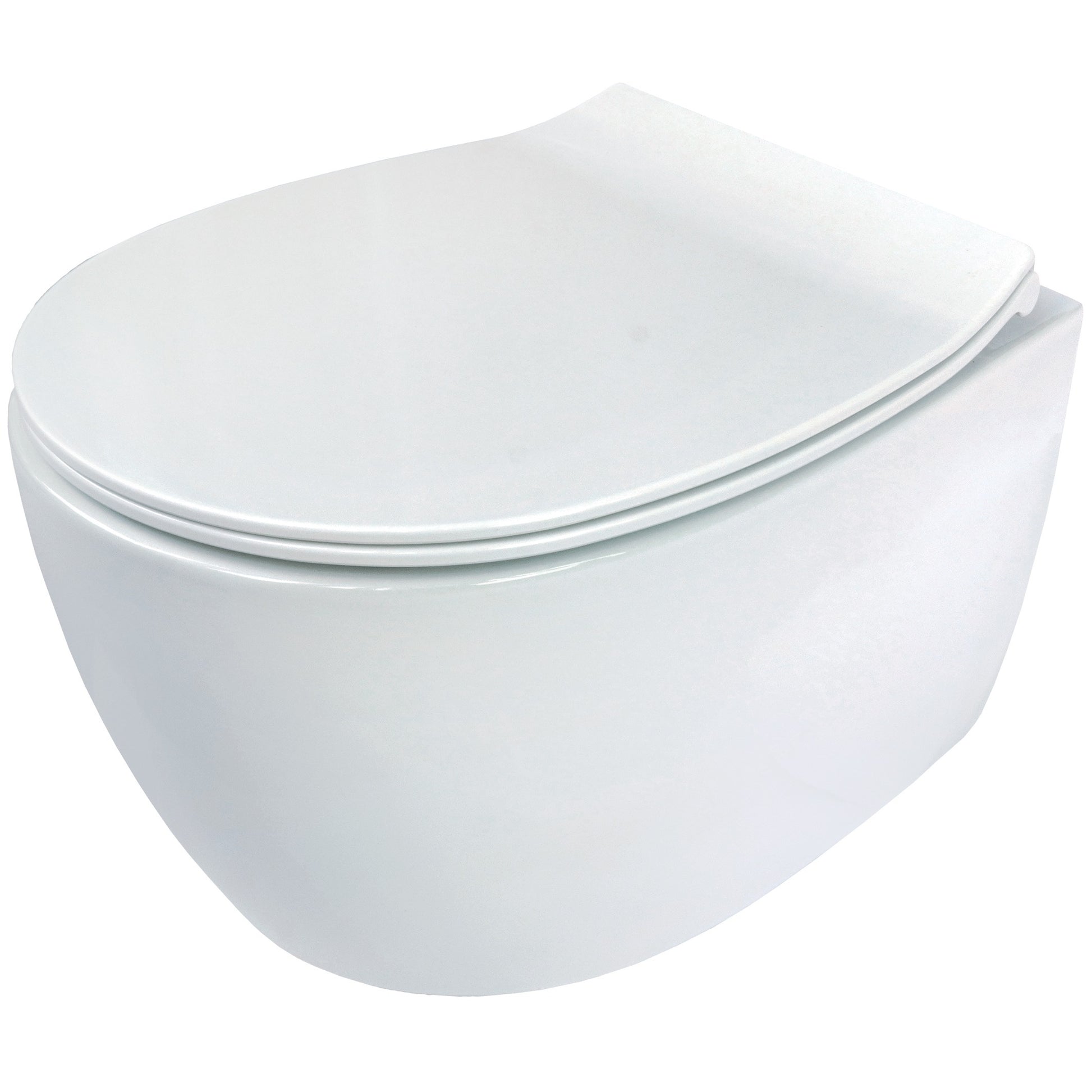 Toilet bowl, with seat, rimless