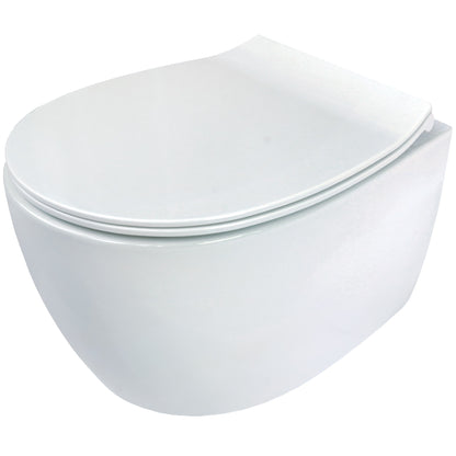 Toilet bowl, with seat, rimless