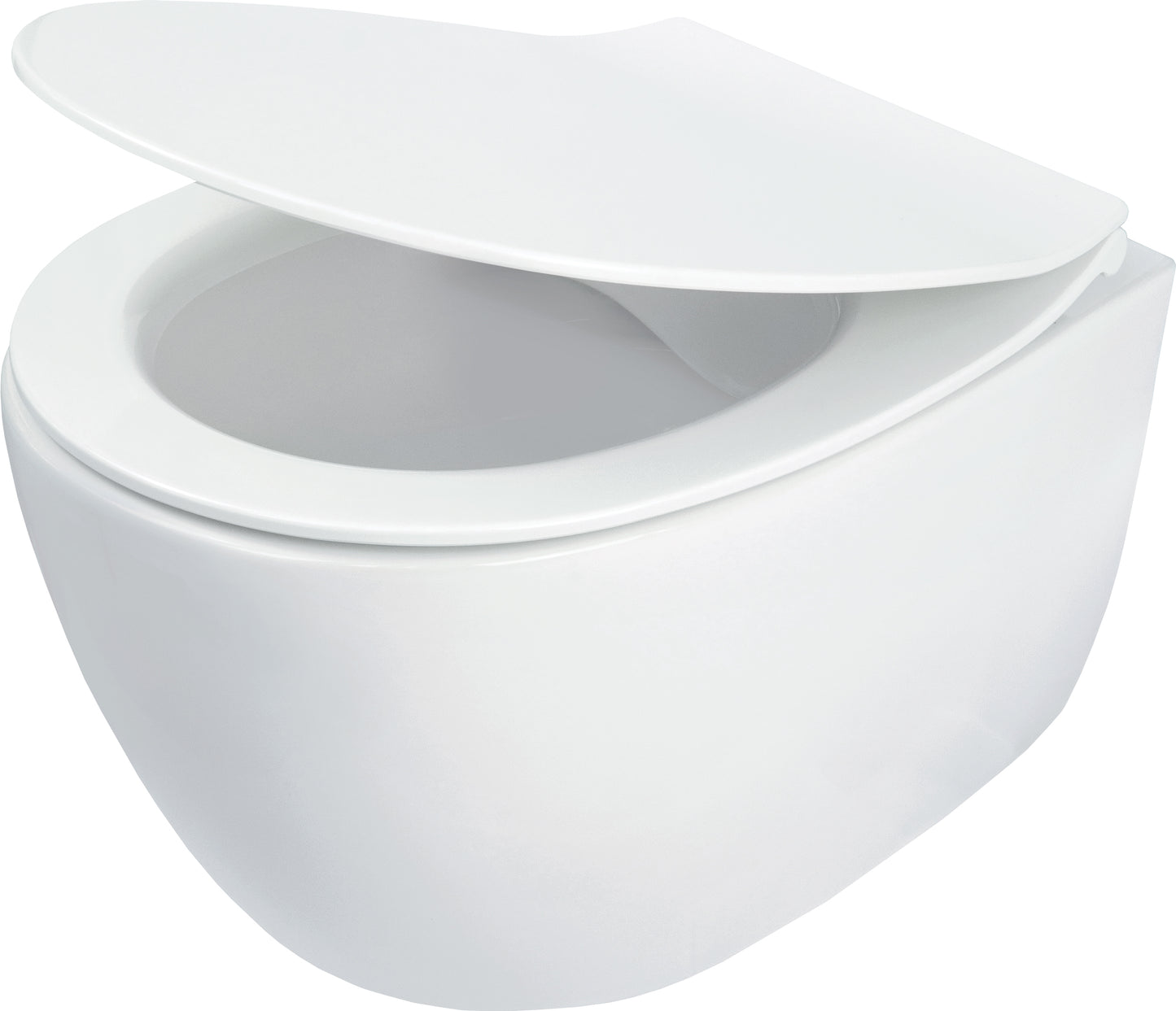 Toilet bowl, with seat, rimless