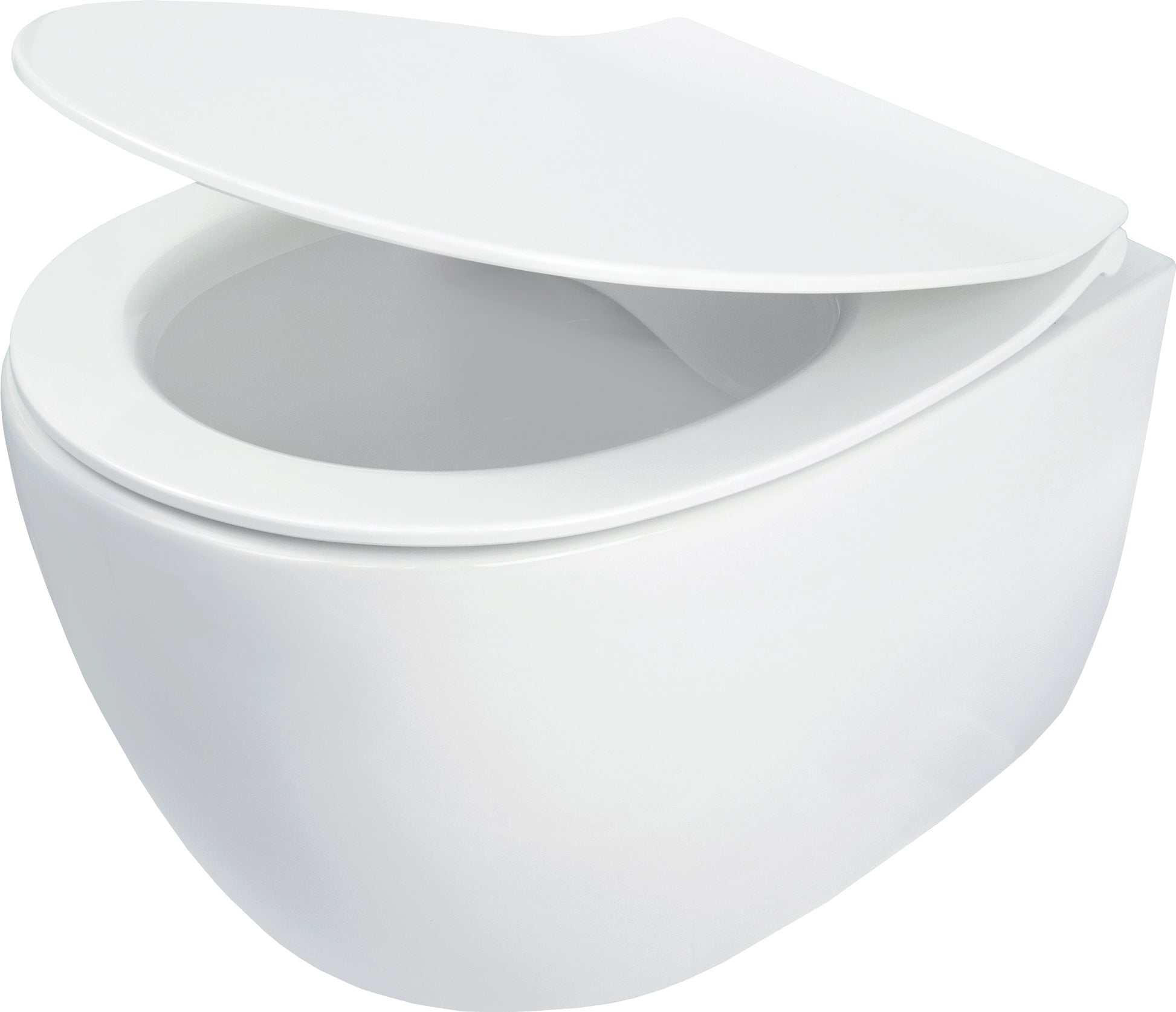 Toilet bowl, with seat, rimless